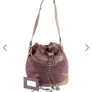 Balenciaga moto pampille Mauve and Beige Shoulder Bag